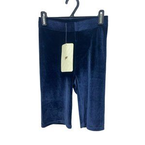 Fabletics High Waisted‎ Blue Velour Bike Shorts 9" XXS 0-2
